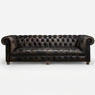 Klassische Chesterfield Couch Schwarz Englische Wohnzimmer