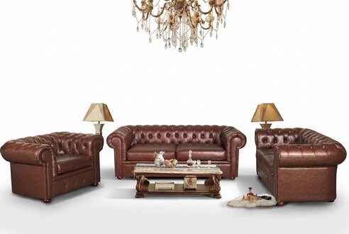 Klassische Chesterfield Leder Couch Polster 3 Sitzer Sofa Neu