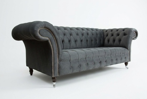 Klassische Chesterfield Orange Leder Textil Couch Sofa Sitz Polster Stoffsofas