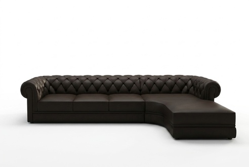 Klassiche Chesterfield Polster Sitz Eck Leder Garnitur Wohnlandschaft
