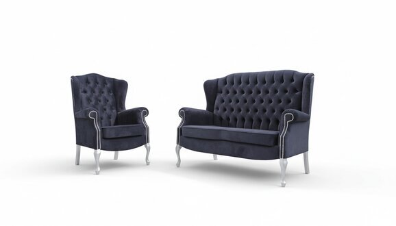 Klassische Chesterfield Sofagarnitur 3+2 Sitzer Sofa Couch Polster Samt Textil