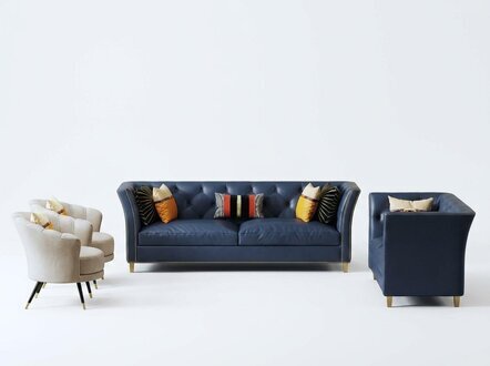 Klassische Chesterfield Sofagarnitur 3+2 Sitzer Sofa Couch Polster Leder