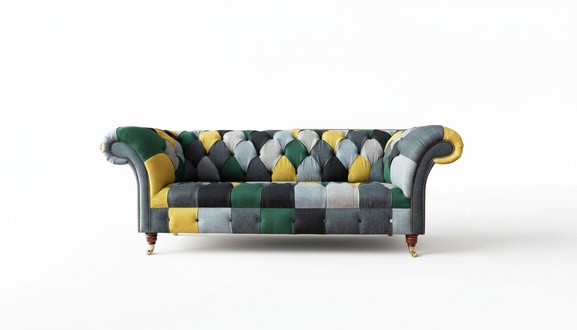 Klassische Chesterfield Stoff Sofa 3 Sitzer Sitz Couchen Sofas Polster