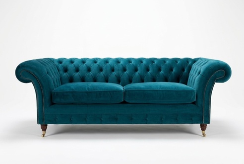 Klassische Chesterfield Turkis Leder Textil Couch Sofa Sitz Polster Stoffsofas
