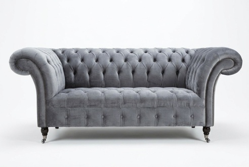 Klassische Chesterfield Zweisitzer Sofa Sofas Couch Ledersofa Couchen Stoff Neu