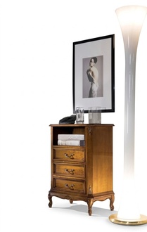 Klassische Kommode Holzmöbel Braun Wohnzimmer 3 Schubladen Design Lampe