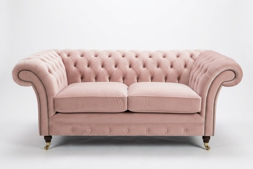 Klassische Polster Möbel Chesterfield Couch Textil Leder Stoff Samt Zweisitzer
