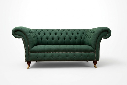 Klassische Polster Möbel Chesterfield Grüne Couch Textil Leder Stoff Sofa Sitzer