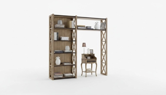 Klassische Regale Beige Schrank Schrankwand Bücherregal Wohnzimmer