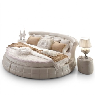 Klassische Rund Betten - Rundes Luxus Designer Bett Polster Elegant Leder