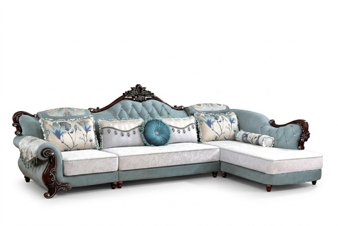 Klassische Textil Couch Chesterfield Ecksofa Eckpolster Polster Sofa