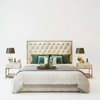 Klassischer Englischer Stil Bett Doppel Textil Chesterfield Betten 180x200cm