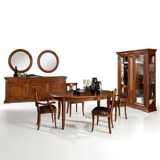Klassischer Esstisch Tisch Massivholz Esszimmer Garnitur 6x Stuhl mit Armlehne 7 tlg.