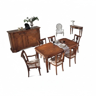 Klassischer Esstisch Tisch Holz Esszimmer Garnitur Braun Tische Neu