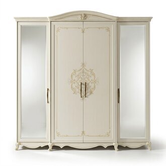 Klassischer Kleiderschrank Möbel Naturholz Schränke Schlafzimmer Design Weiß Neu