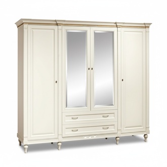 Klassischer Schrank Kleiderschrank Massiv Landhaus Großer Spiegelschrank FL-D4