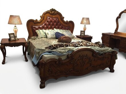 Klassisches Bett Barock Rokoko Chesterfield Stil Doppel Leder Hotel Betten