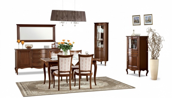 Klassisches Esszimmer Set 9tlg Stilvoller Essgruppe Esstisch 4x Stühle Holzmöbel