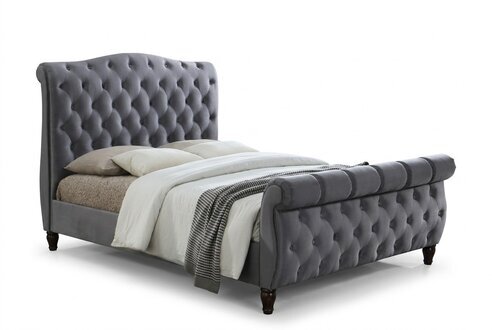 Klassisches Samt Textil Bett Doppel Betten Gepolsterte Hotel Schlazimmer