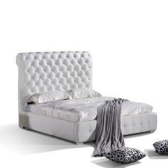 Klassisches Schlafzimmer Bett 160x 200 cm Leder Textil Chesterfield Hotel