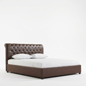 Klassisches Schlafzimmer Bett 180x 200 cm Leder Textil Chesterfield Hotel