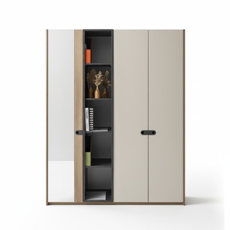 Kleiderschrank Modern Spiegel Offene Regalfächer Stilvolle Ordnung Kinderzimmer