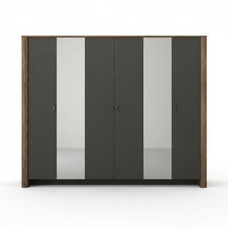 Kleiderschrank Schlafzimmer Spiegelschrank Schrank 6 türige Schränke Möbel 259cm