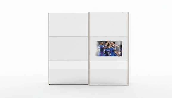 Kleiderschrank Schränke Kleider Schrank Luxus Holz Schwebetüren tv mit Fernseher