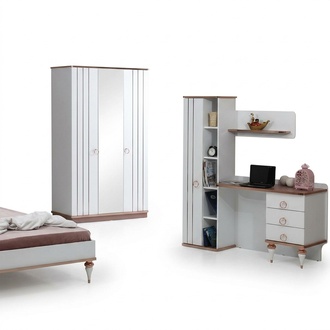 Kleiderschrank Schreibtisch Modernes Design Elegante Akzente Weiß Kinderzimmer