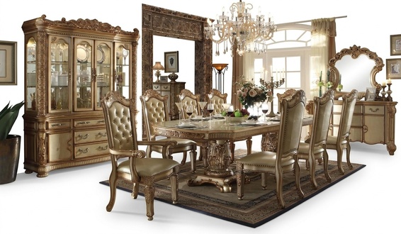 Königlicher 7tlg. Esszimmer Garnitur Set Rokoko Barock Tisch 6x Stühle