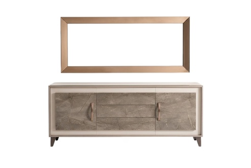 Kommode Anrichte Holz Buffet Vitrine Luxus Schrank Möbel Set arredoclassic