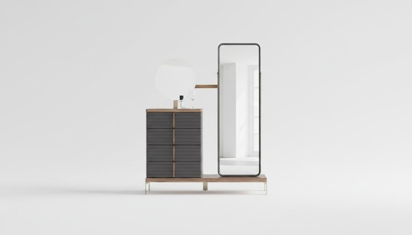 Kommode mit 2x Spiegele Schrank Spiegelkommode Edelstahl Schlafzimmer