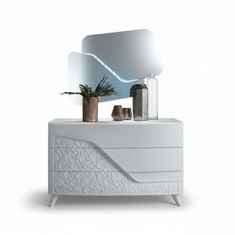Kommode mit Spiegel Holz Kommoden Möbel Schrank Schlafzimmer Weiß Sideboard Neu