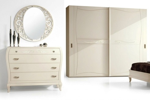 Kommode Spiegel Kommoden Schrank Regal Konsole Möbel Holzschrank Italy Set 2tlg.