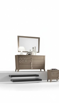 Kommode Spiegel Neu Luxus Komplettes Schlafzimmer Set Sideboard beige 2tlg