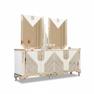 Kommoden mit 2x Spiegel Luxus Weiß/Gold Schlafzimmer Moderne Möbel