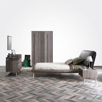 Komplete Jugendbett Kindermöbel Kinderzimmer Bett Holz Grau