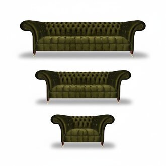 Komplett Grün Sofas Set Sofagarnitur Luxus Textil Einrichtung Chesterfield