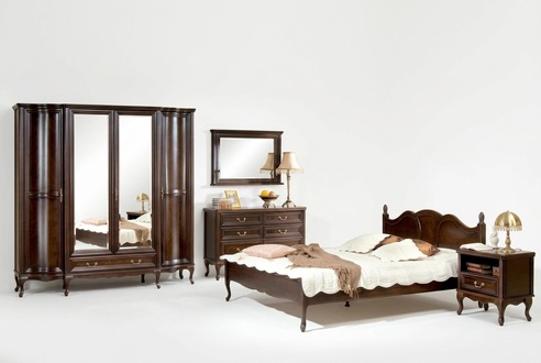 Komplett Holzmöbel Bett 2x Nachttische Schlafzimmer Kleiderschrank Set 6tlg