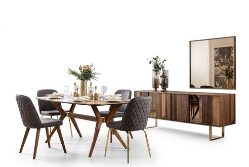 Komplett Set Esstisch 4x Stühle Esszimmer Set Ess Gruppe Sideboard 7tlg