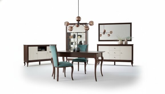 Komplett Set Esstisch +6 Stühle Esszimmer Set Deko Ess Gruppe Holz Tisch