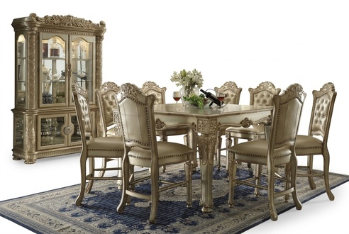 Komplett Set Esstisch + 8 Stühle Esszimmer Set Ess Gruppe Deko Holz Tisch