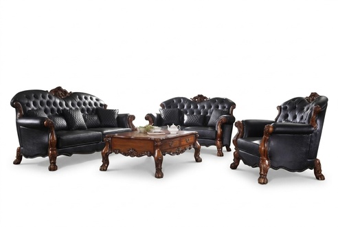 Komplett Set Sofagarnitur 3+1 Sitzer Holz Wohnlandschaft 2tlg Gruppe