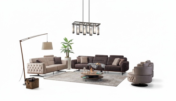 Komplette Couchgarnitur Sofagarnitur Sofa Kunstleder Braun Beige 4tlg