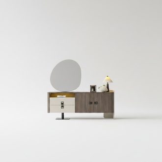 Konsole mit Spiegel aus Holz in Braun modern eleganter Stil