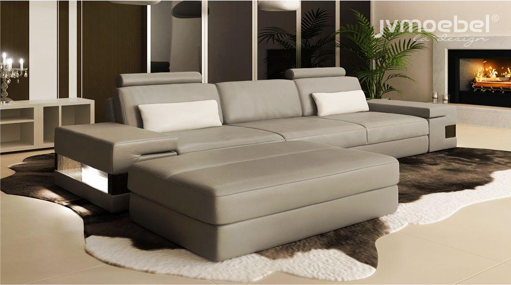 Designer Couch Polster Sitz Garnitur Sofa Garnituren 3 Sitzer + Hocker 2tlg. Neu
