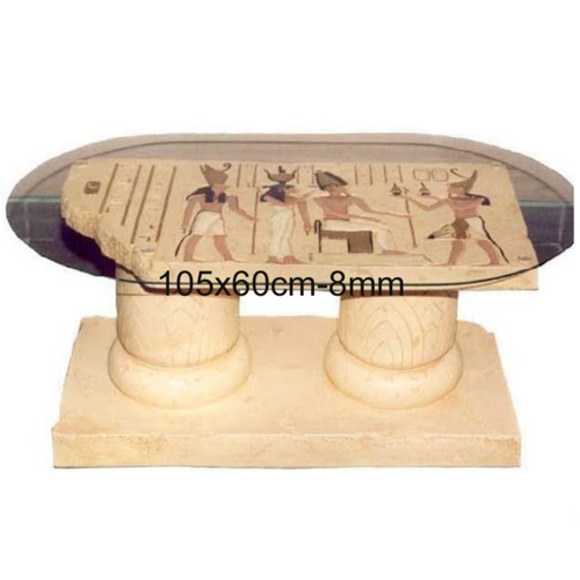 Ägyptische Couchtisch Glastisch Tische Säulen Statuen Figuren Neu