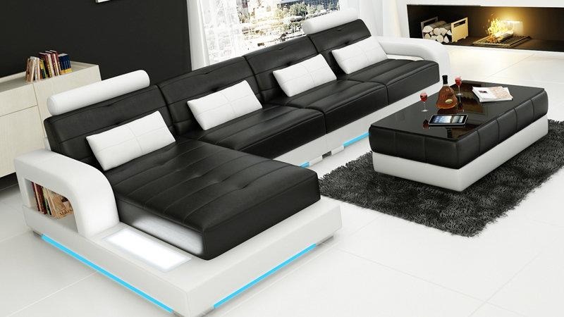 Ledersofa Modern Couch Wohnlandschaft Ecksofa Eck Garnitur Dekor Design