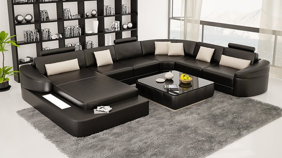 Ledersofa Couch Wohnlandschaft Ecksofa Eck Dekor Garnitur Modern Design