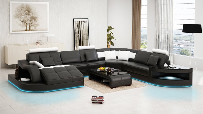 Ledersofa Couch Wohnlandschaft Ecksofa Eck Garnitur Design Modern Sofa L6015B